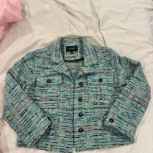 Liverpool Textured Tweed Jacket in Teal and Brown